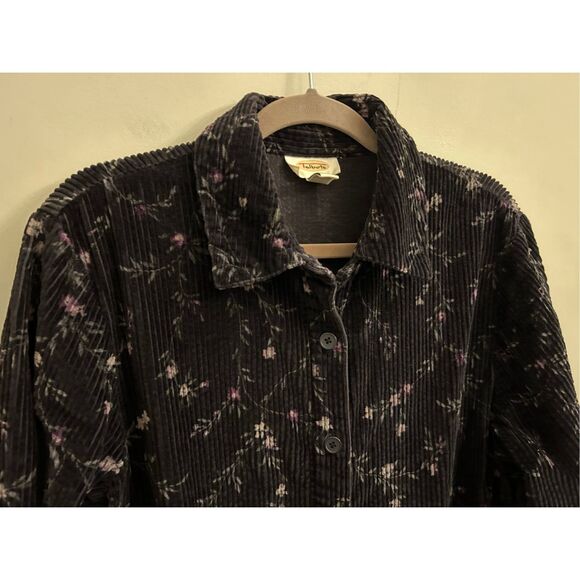 VTG Talbots Wide Wale Corduroy Floral Maxi Dress sz 14 front button Boho Cottage - Picture 3 of 7